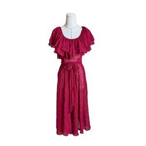 NWT Vintage 70s 80s BB Collections Semi Sheer Chiffon Ruffle Dress Stevie Nicks